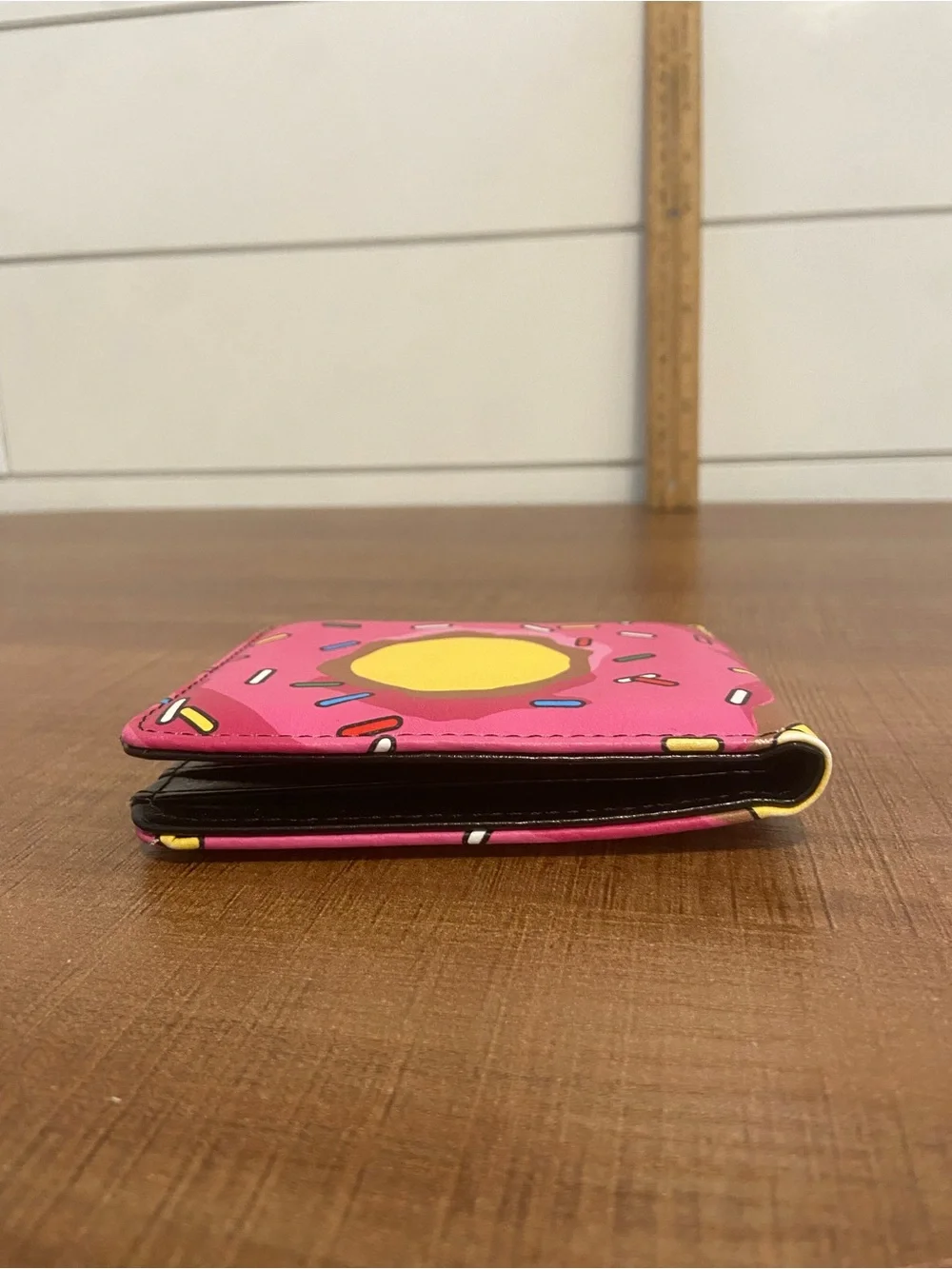 Buckle-Down Pink Donut Card Wallet with Yellow Center